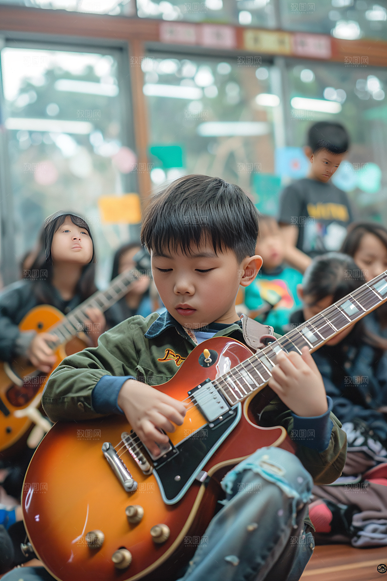 吉他培训音乐老师课外班摄影图
