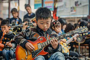 吉他培训儿童课外班摄影图