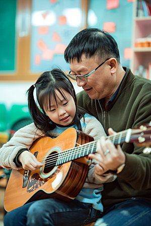 吉他培训学生音乐老师摄影图