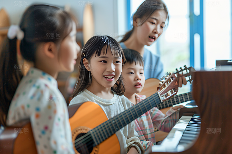 吉他培训音乐老师高清摄影图