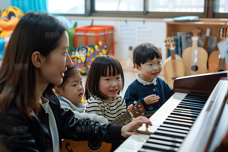 吉他培训学生音乐老师摄影图