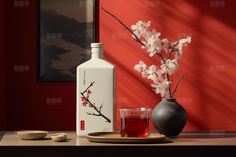 美酒酒杯品酒摄影图