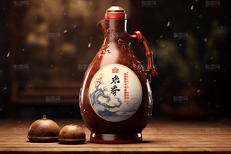 美酒畅饮酒器摄影图