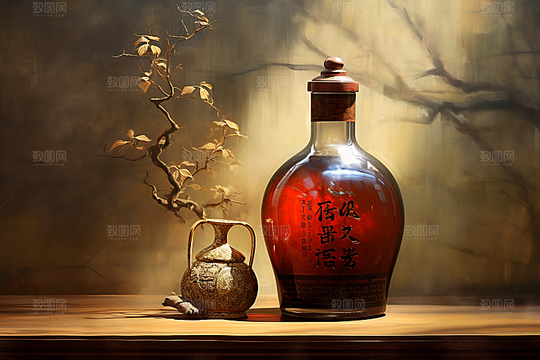 美酒酒器饮品摄影图