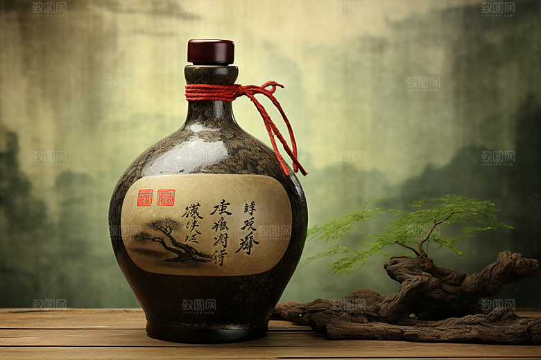 美酒酒瓶酒杯摄影图