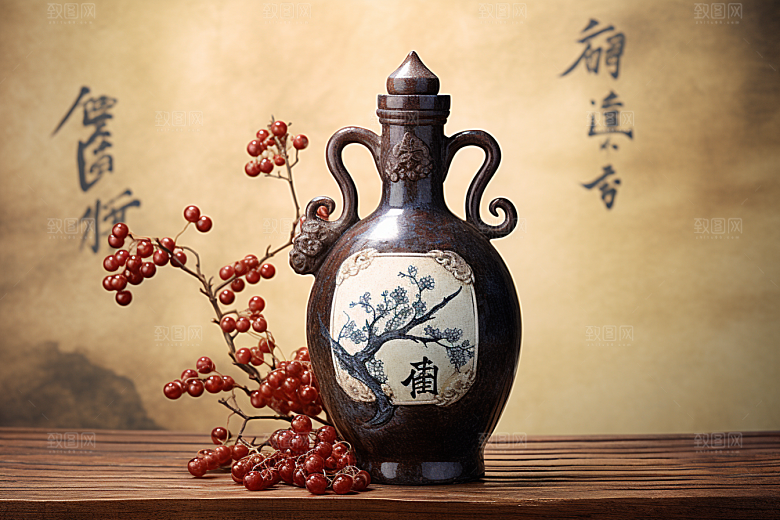 美酒精致酒瓶摄影图