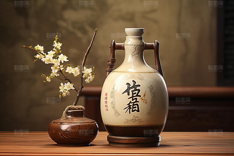 美酒饮品酒瓶摄影图