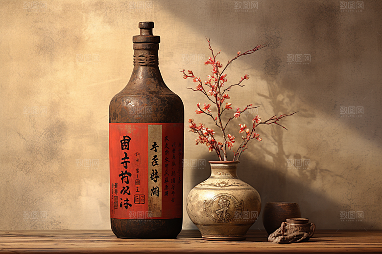 美酒酒瓶高清摄影图