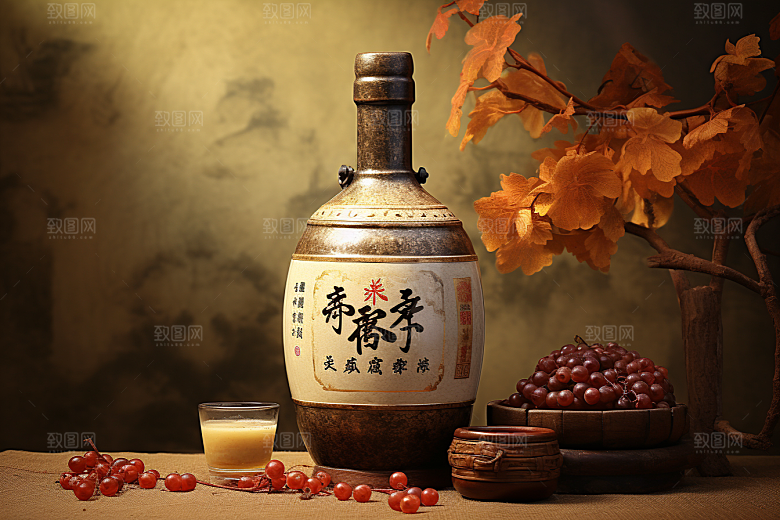 美酒酒杯酒器摄影图