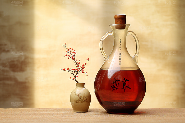 美酒精致酒具摄影图