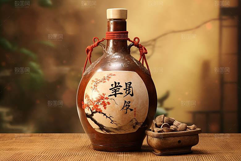 美酒酒具精致摄影图