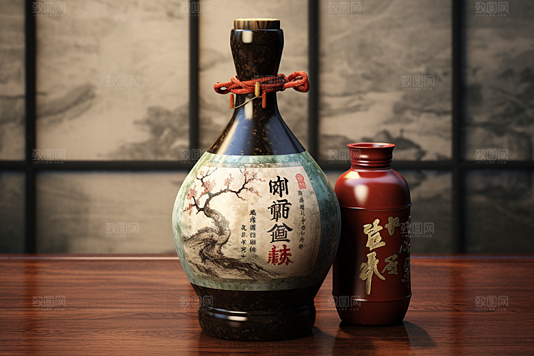 美酒畅饮酒瓶摄影图