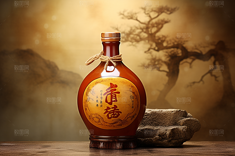 美酒酒具酒瓶摄影图
