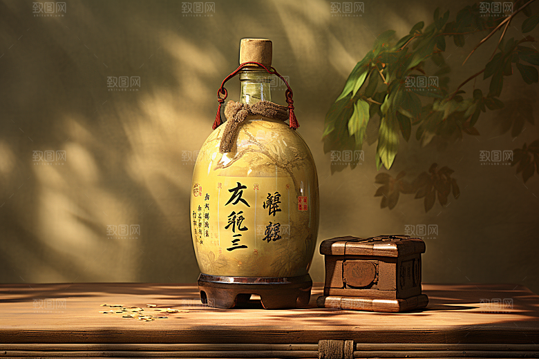 美酒精致酒瓶摄影图