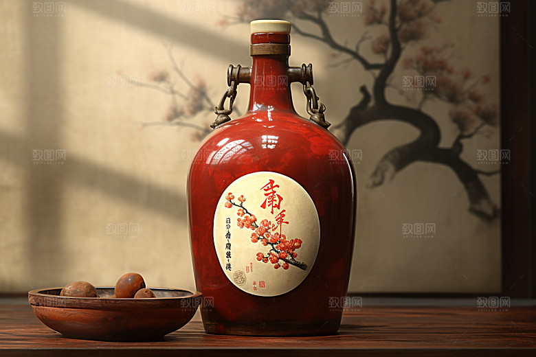 美酒酒杯酒器摄影图