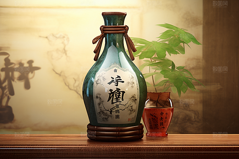 美酒酒杯酒器摄影图