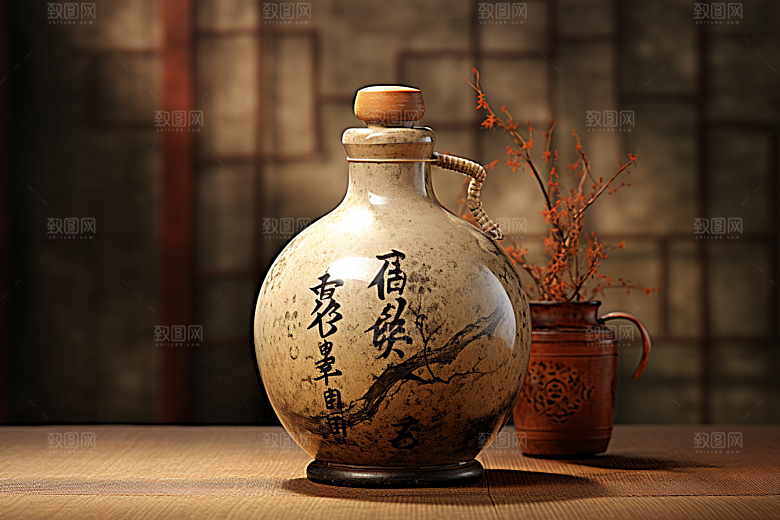 美酒品酒酒瓶摄影图