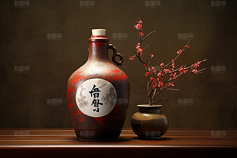 美酒精致酒瓶摄影图