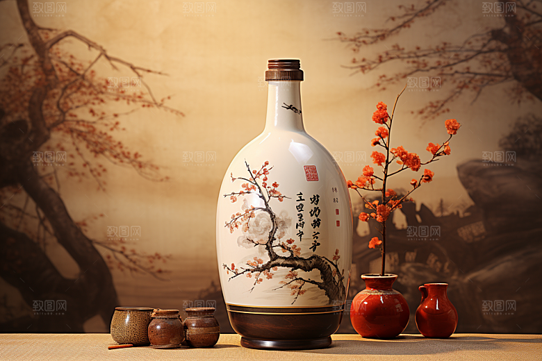 美酒精致酒器摄影图