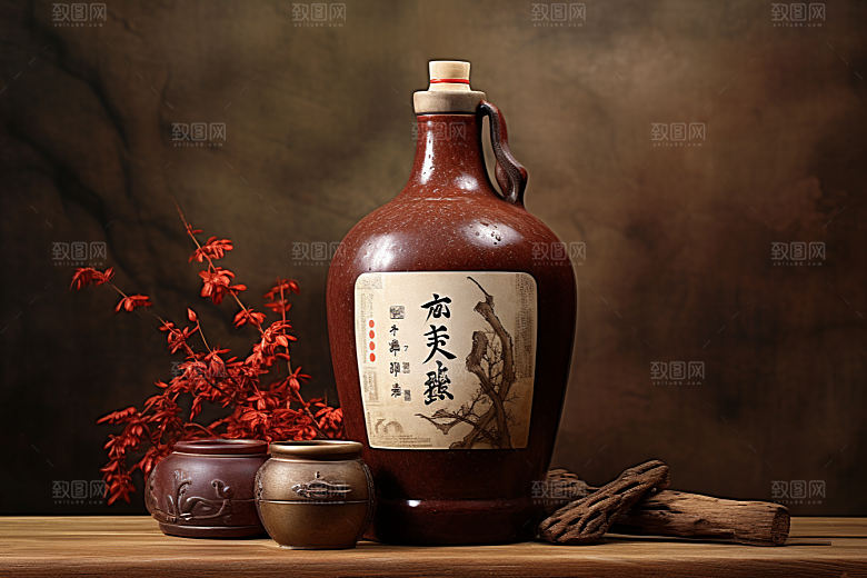 美酒品酒酒瓶摄影图