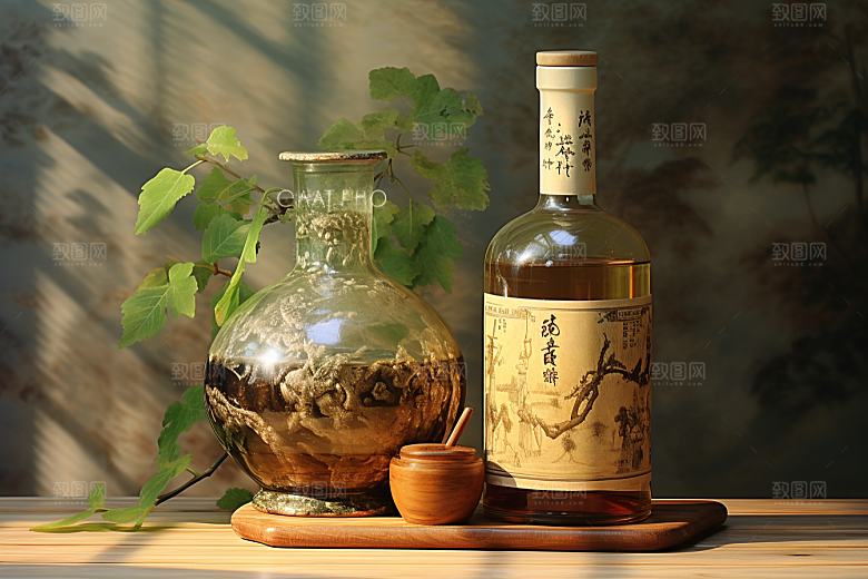 美酒酒瓶酒具摄影图