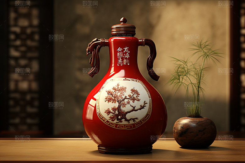 美酒饮品酒瓶摄影图