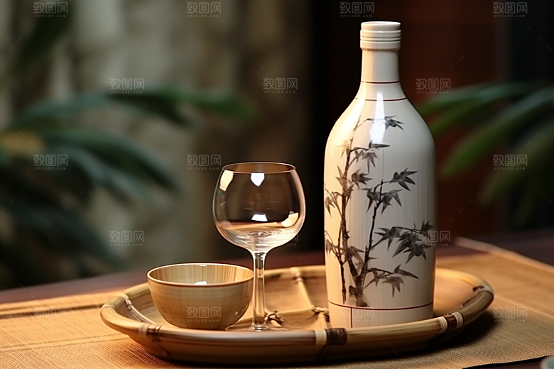 美酒品酒酒瓶摄影图