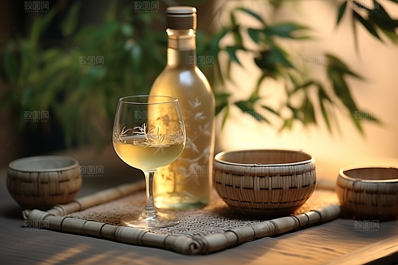 美酒品酒酒器摄影图