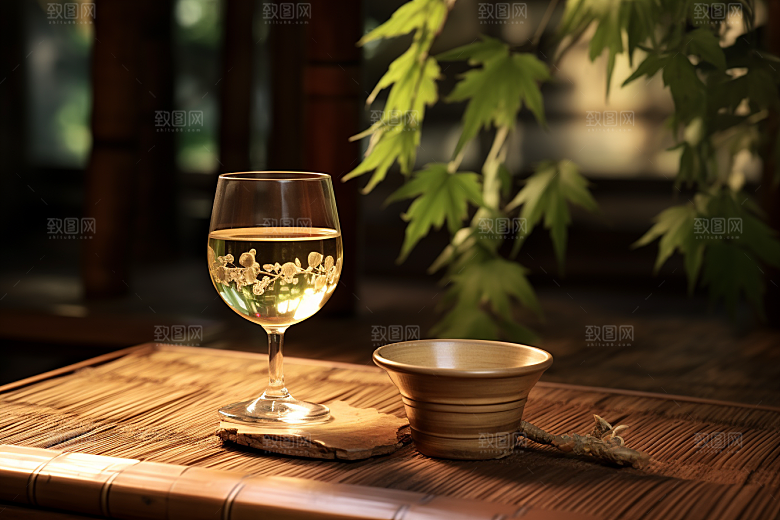 美酒酒具酒瓶摄影图
