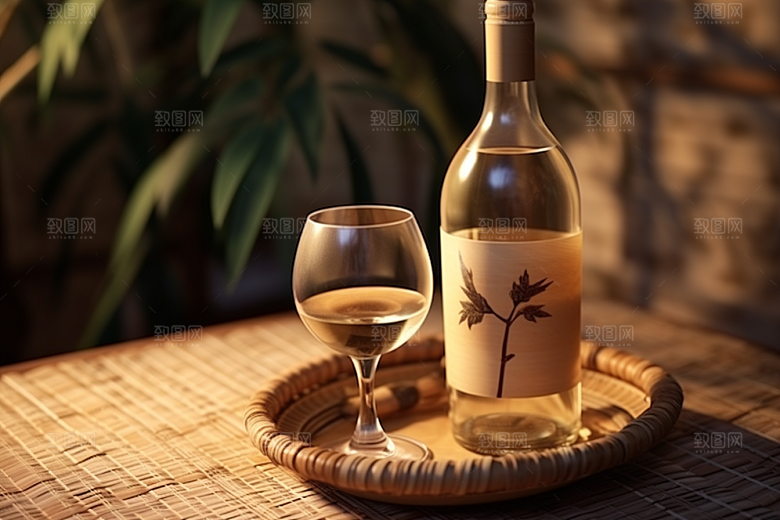 美酒酒器精致摄影图
