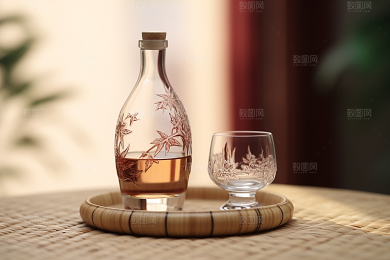 美酒酒具酒瓶摄影图