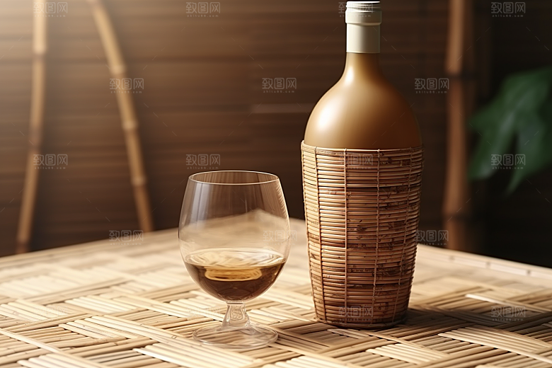 美酒精致酒瓶摄影图