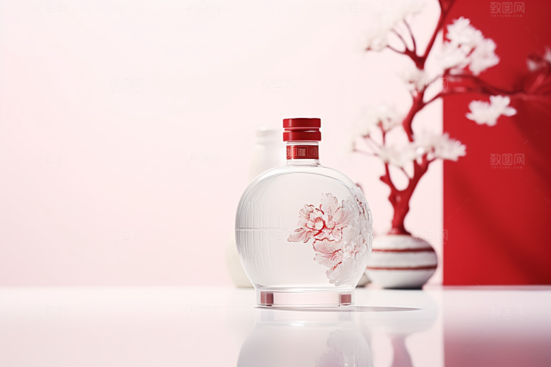美酒精致酒瓶摄影图