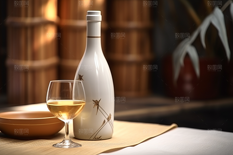 美酒畅饮酒瓶摄影图