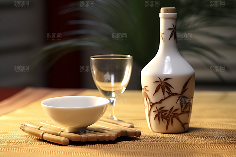美酒酒瓶畅饮摄影图