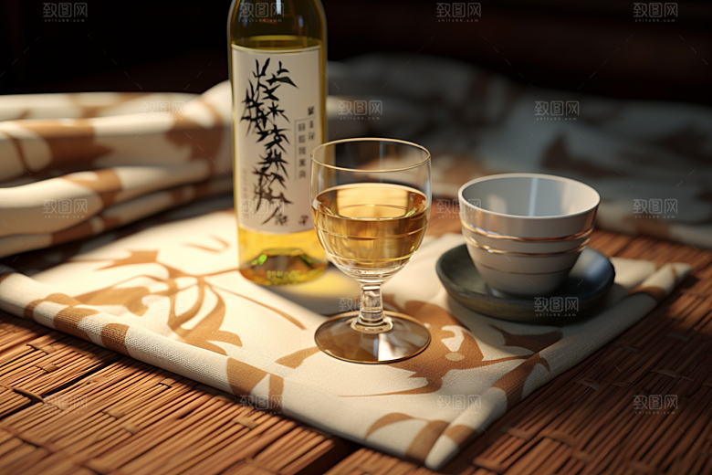 美酒酒器精致摄影图