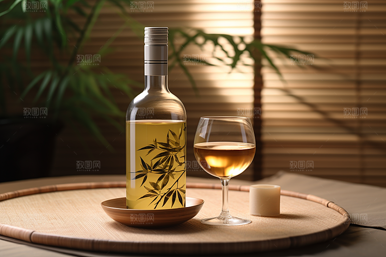 美酒酒器精致摄影图