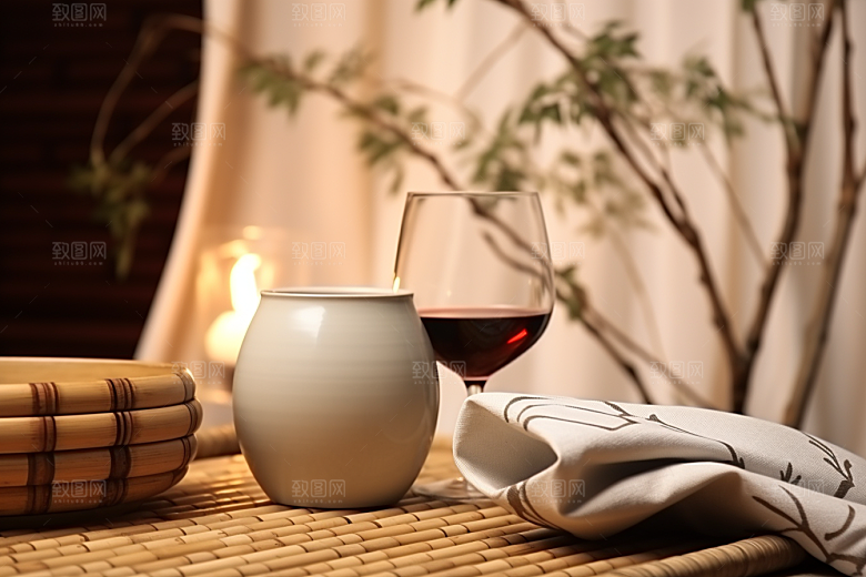 美酒酒杯品酒摄影图