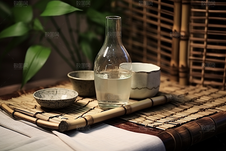 美酒酒杯酒瓶摄影图