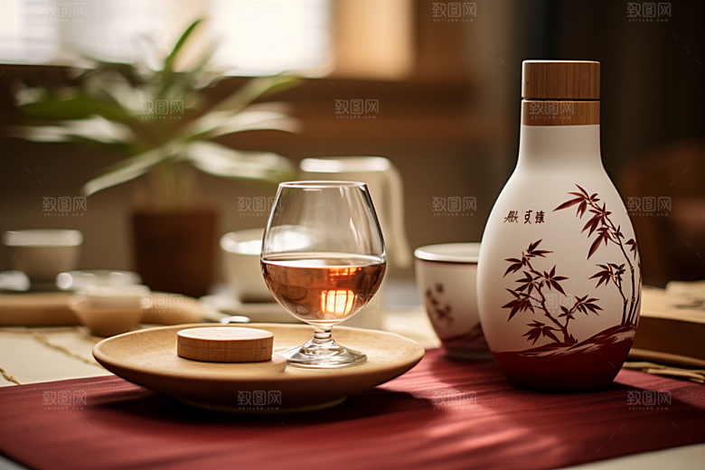 美酒酒器品酒摄影图