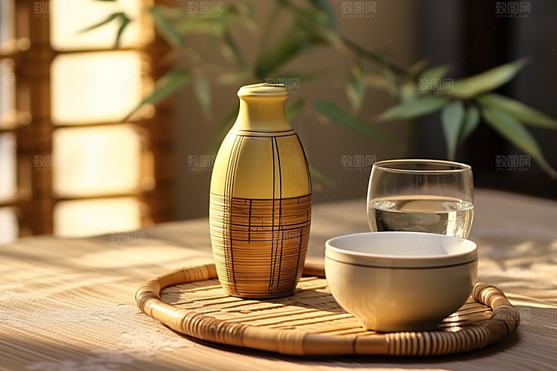 美酒酒具酒瓶摄影图