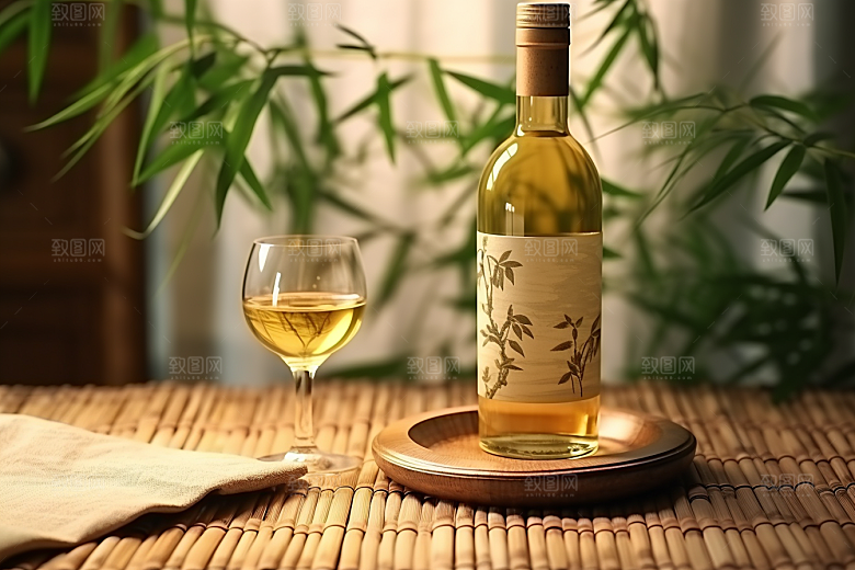 美酒酒杯酒瓶摄影图