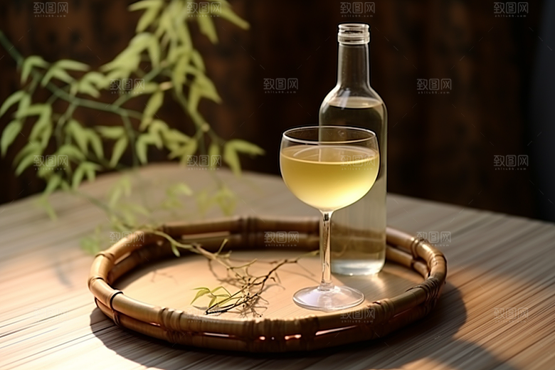 美酒酒具酒瓶摄影图