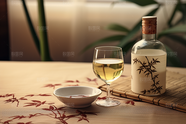 美酒精致酒杯摄影图