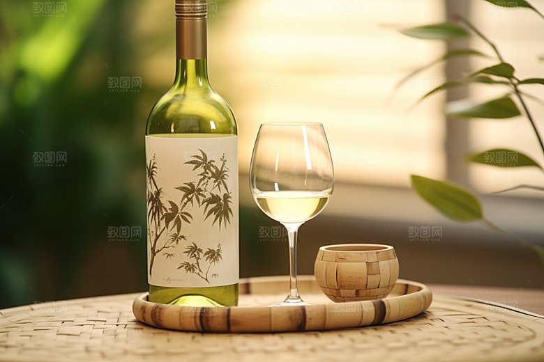 美酒酒具酒瓶摄影图