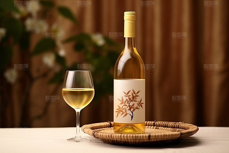 美酒酒器精致摄影图