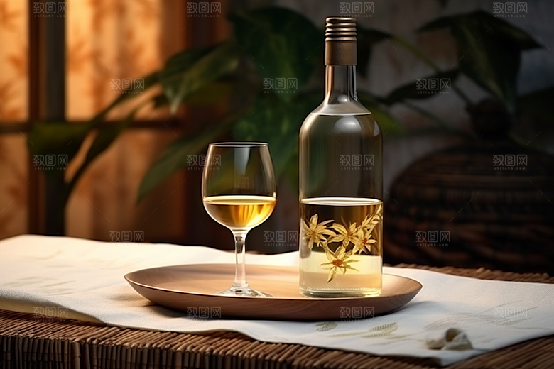 美酒酒杯精致摄影图