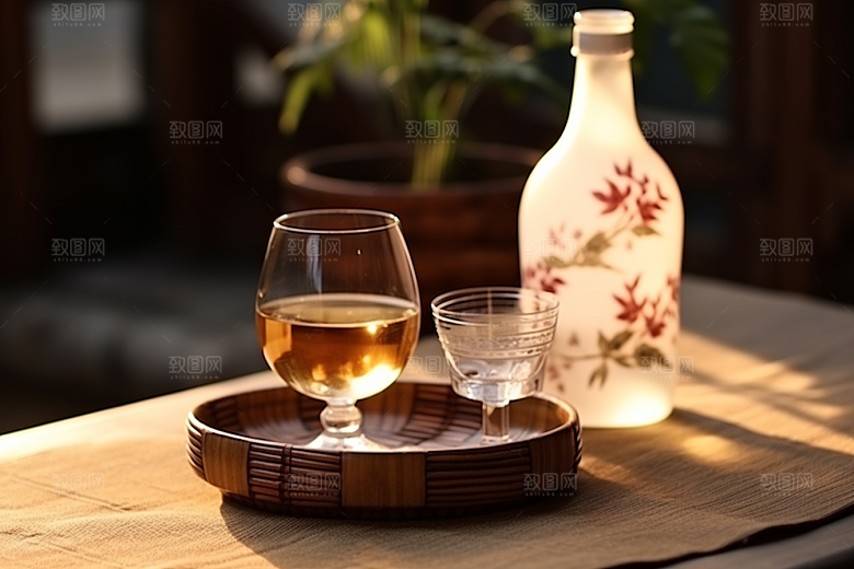 美酒酒瓶酒具摄影图