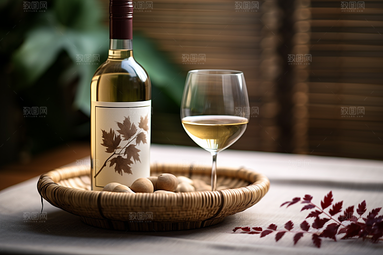美酒品酒酒瓶摄影图