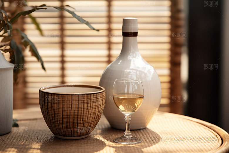 美酒酒具精致摄影图